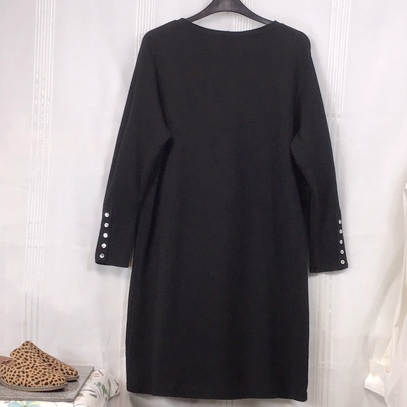 🤍New Orleans Knitwear Black Cotton Knit Long Sleeve Pearl Button Cuffs - Picture 7 of 7